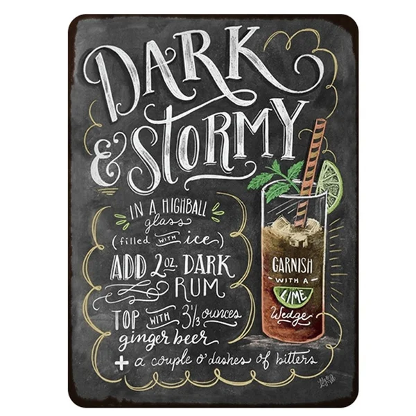 

Cuba Libre Cocktail Recipe Retro Vintage Metal Tin Sign Bar Wall Decor Metal Sign Cocktail Custom Tin Sign Art