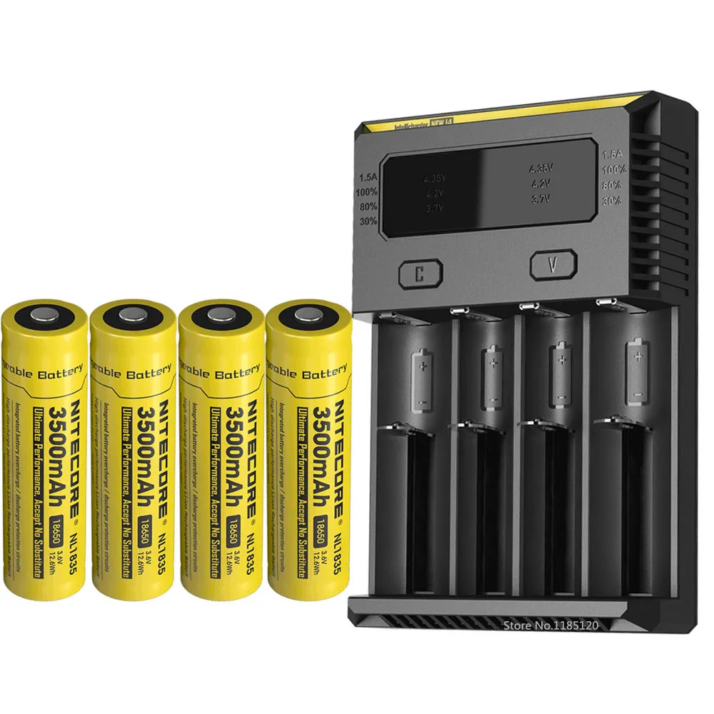 NITECORE Новое I4 зарядное устройство oled экран Intelli + 18650 3500 мАч NL1835 3 6 V 9.6Wh литий ионный