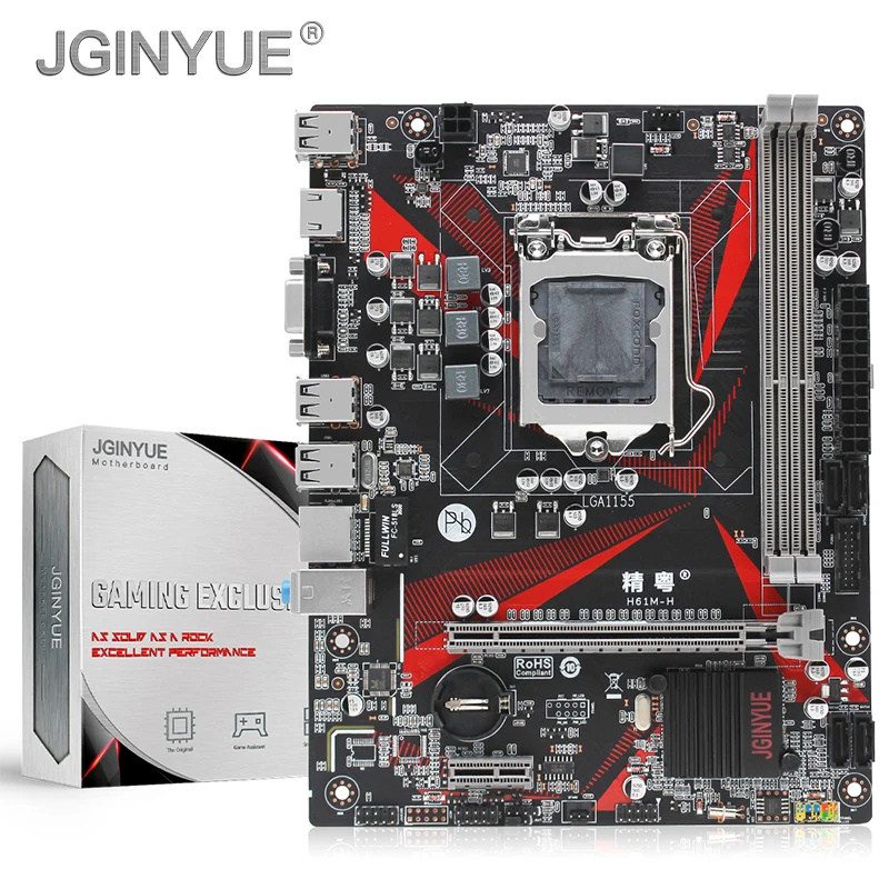 

JGINYUE H61 motherboard miner LGA 1155 For Intel i3 i5 i7 Xeon E3 V2 1155 processor DDR3 16G 1333/1600MHZ memory VGA+HDMI H61M-H