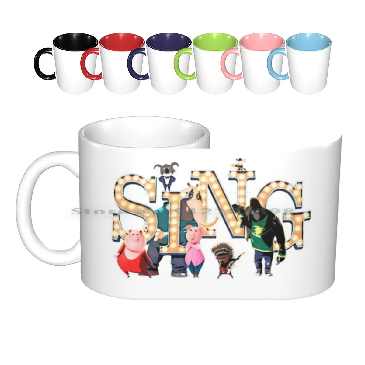 

Sing Movie Picture Style Ceramic Mugs Coffee Cups Milk Tea Mug Sing Movie Film Title Top Drawstring Case Wallet Cover Phone