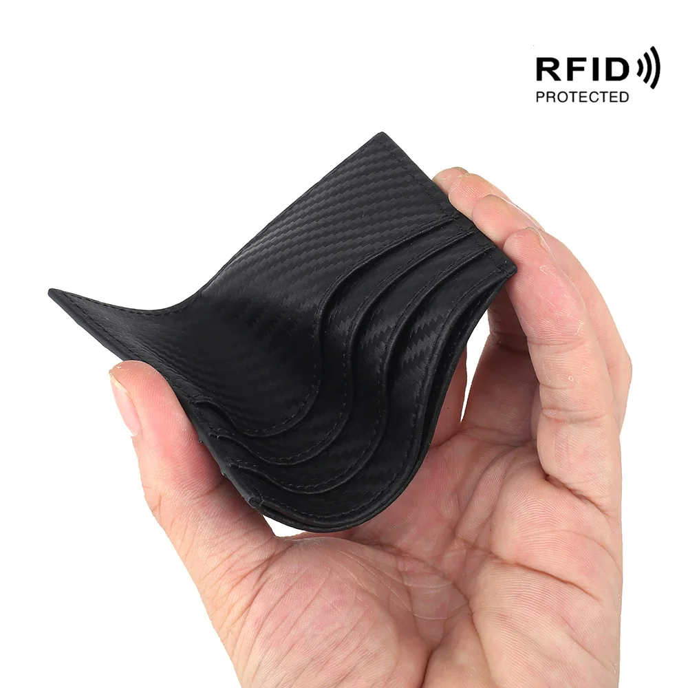 BISI GORO мужской RFID кошелек из углеродного волокна натуральной кожи бизнес
