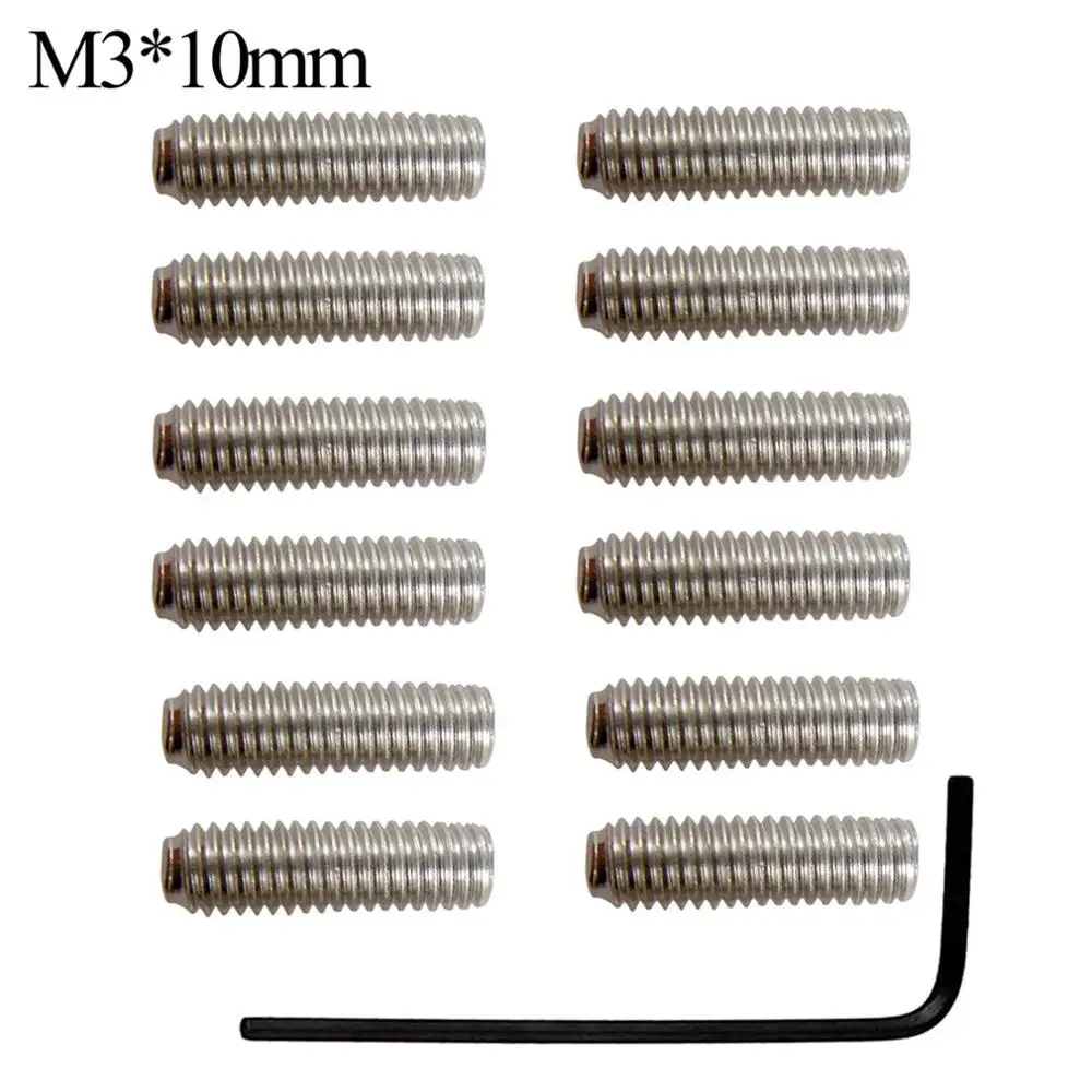 

12 Pcs Electric Bass Bridge Tailpiece Saddle Height Adjustment Screws With Hexagon Wrench For Electric Guitar Parts