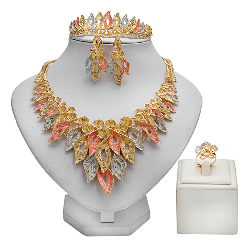 

ZuoDi Nigerian Wedding woman accessories jewelry set Dubai Gold Colorful Jewelry Set Wholesale African Beads Bridal Jewelry Set