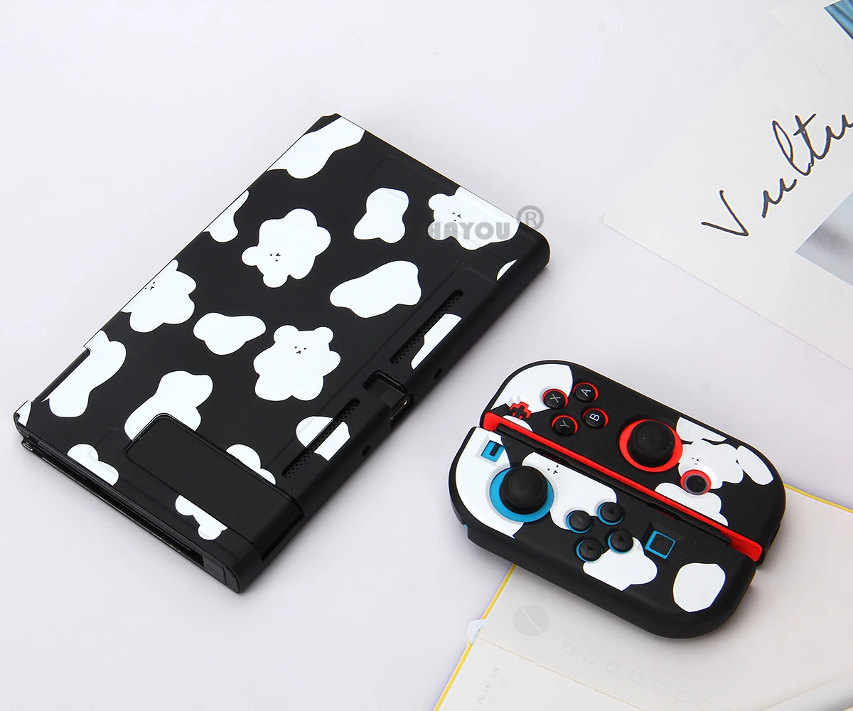 

New Cute Cow Grain Protective Shell for Nintendo Switch Split TPU Soft Case Full Cover for Switch Oled Console Game Accessories