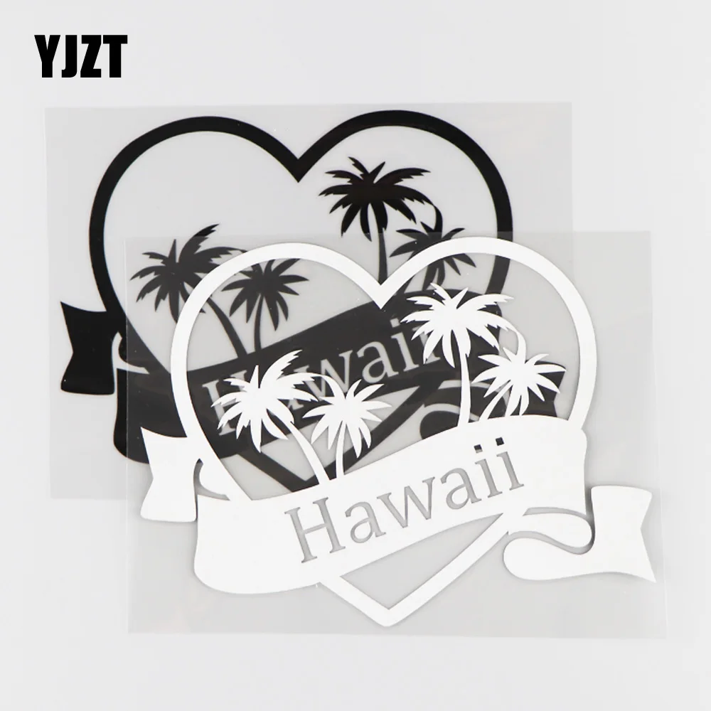 

YJZT 16.6×12.6CM Hawaii Car Sticker Vinyl Decal Cartoon Accessories Beautiful Scenery Black/Silver 4C-0269