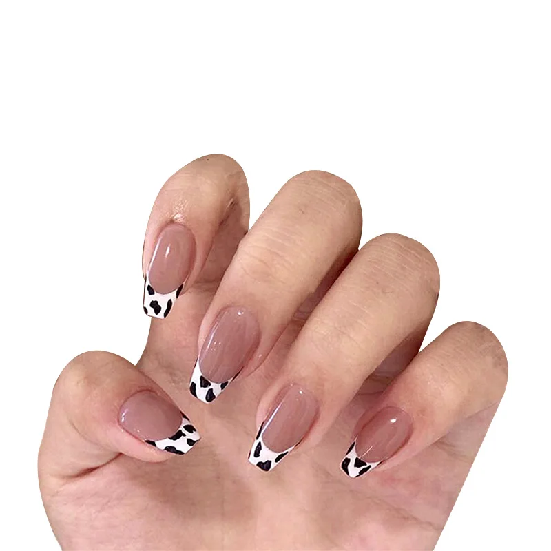 

24 Pcs False Nails Gradient Hit Color Fake Nails Candy Color Pearl French Tips Detachable Nail Tips Press on Nails Coffin Nails