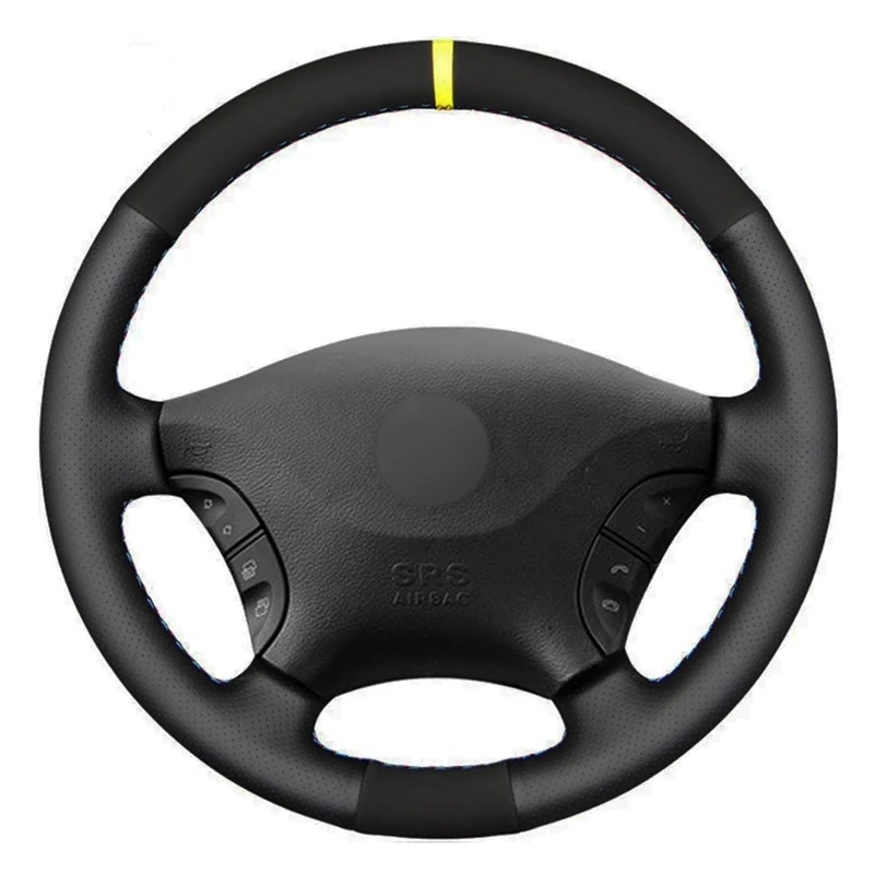 

Car Steering Wheel Cover Black Genuine Leather Suede For Mercedes Benz W639 Viano Vito 2006-2015 Volkswagen Crafter 2006-2016