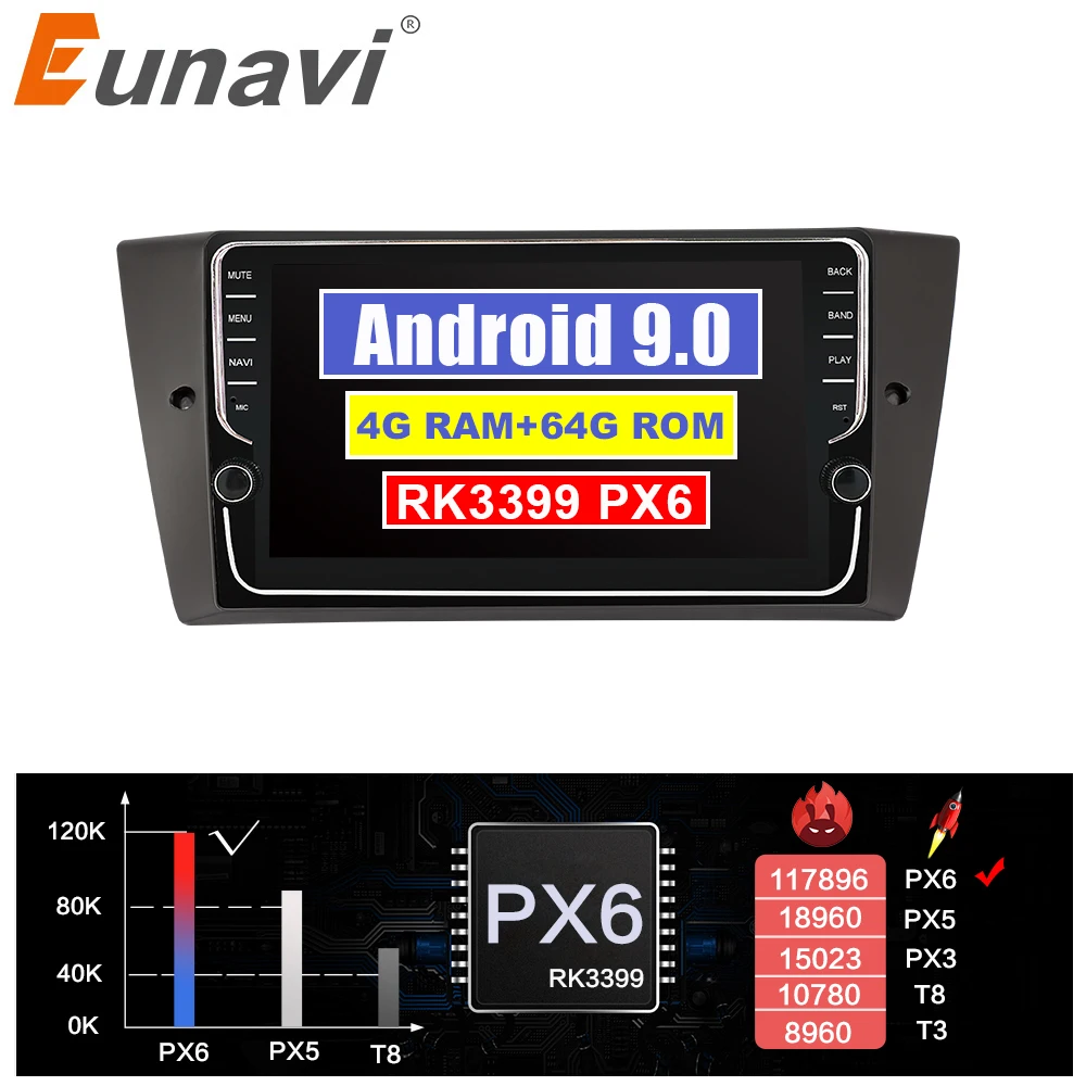 Eunavi 2din Android 9 0 автомобильное радио gps для BMW 3-Series E90 2005-2012 Стерео навигация