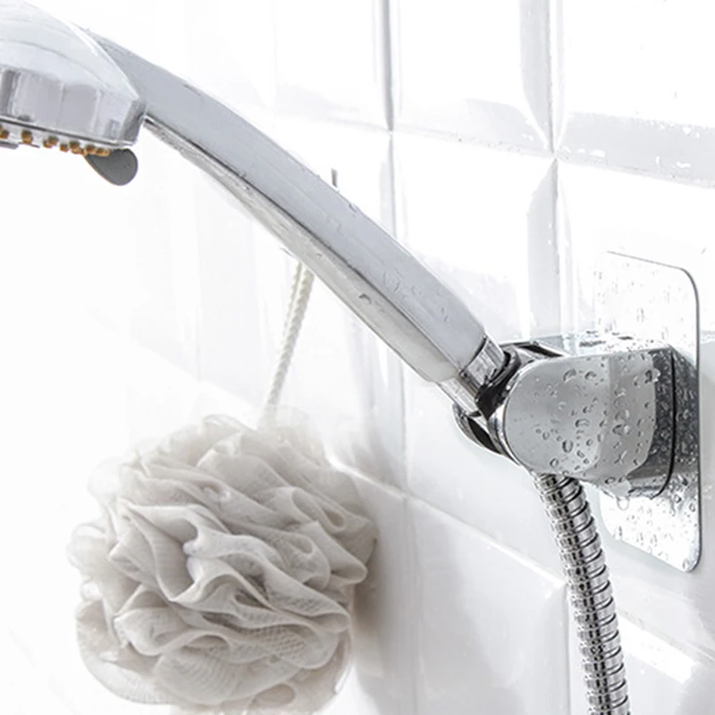 

Wall Mounted Adjustable Self-Adhesive Shower Head Holder Rack Stand Bathroom Suction Cup Showerhead Bracket Base No Drilling