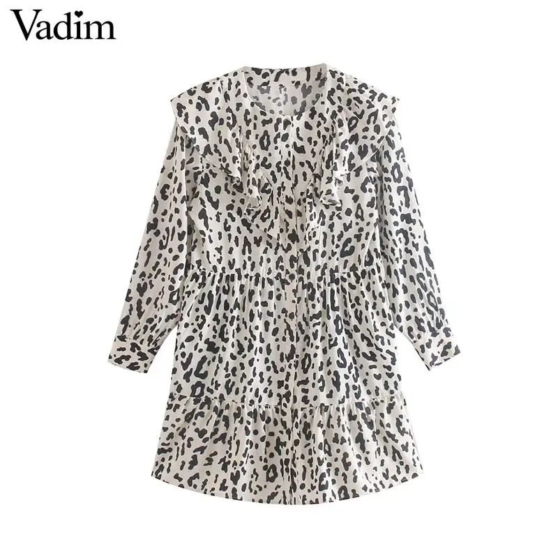 Vadim женское ретро платье с леопардовым принтом животным узором оборками длинным