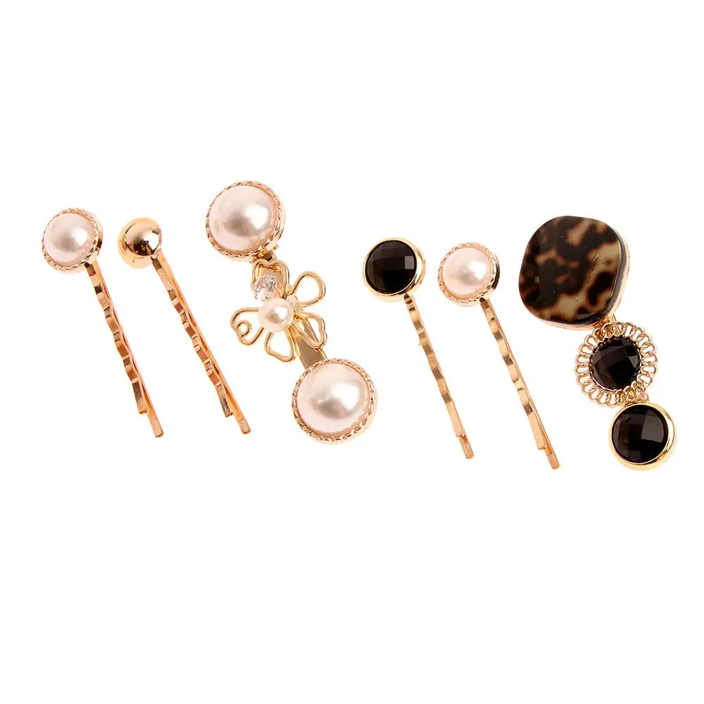 

Chic Alloy Metal Hair Clips Pearls Hairpins Geometric Flower Barrett Women Hair Accessories Gold Color Hairgrip