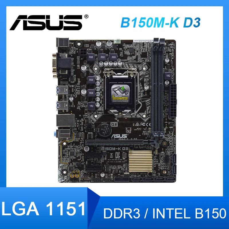

ASUS B150M-K D3 материнская плата LGA 1151DDR3 Intel B150 материнская плата 32G SATA III PCIE 3,0 USB3.0 для Core i5-6402P cpus