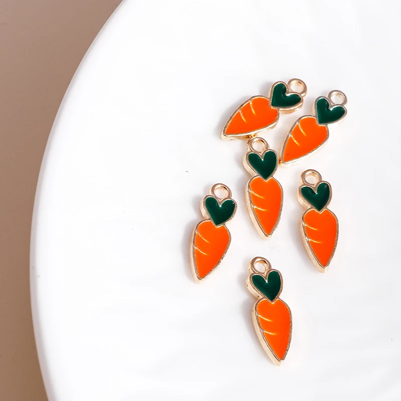 10pcs/lot 5*16mm Mini Carrot Charms for Earrings Pendants Necklaces Making Cartoon Enamel Heart DIY Jewelry Accessories - купить по