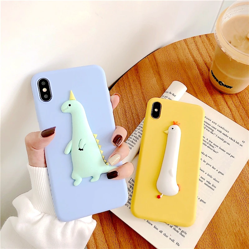 3D Cute Dinosaur DIY Case For Huawei Y9 Y6 Pro Y7 Prime 2019 Honor 9 Lite 8x 8S 10 Phone Kawaii Chick Cover Soft TPU Cases |