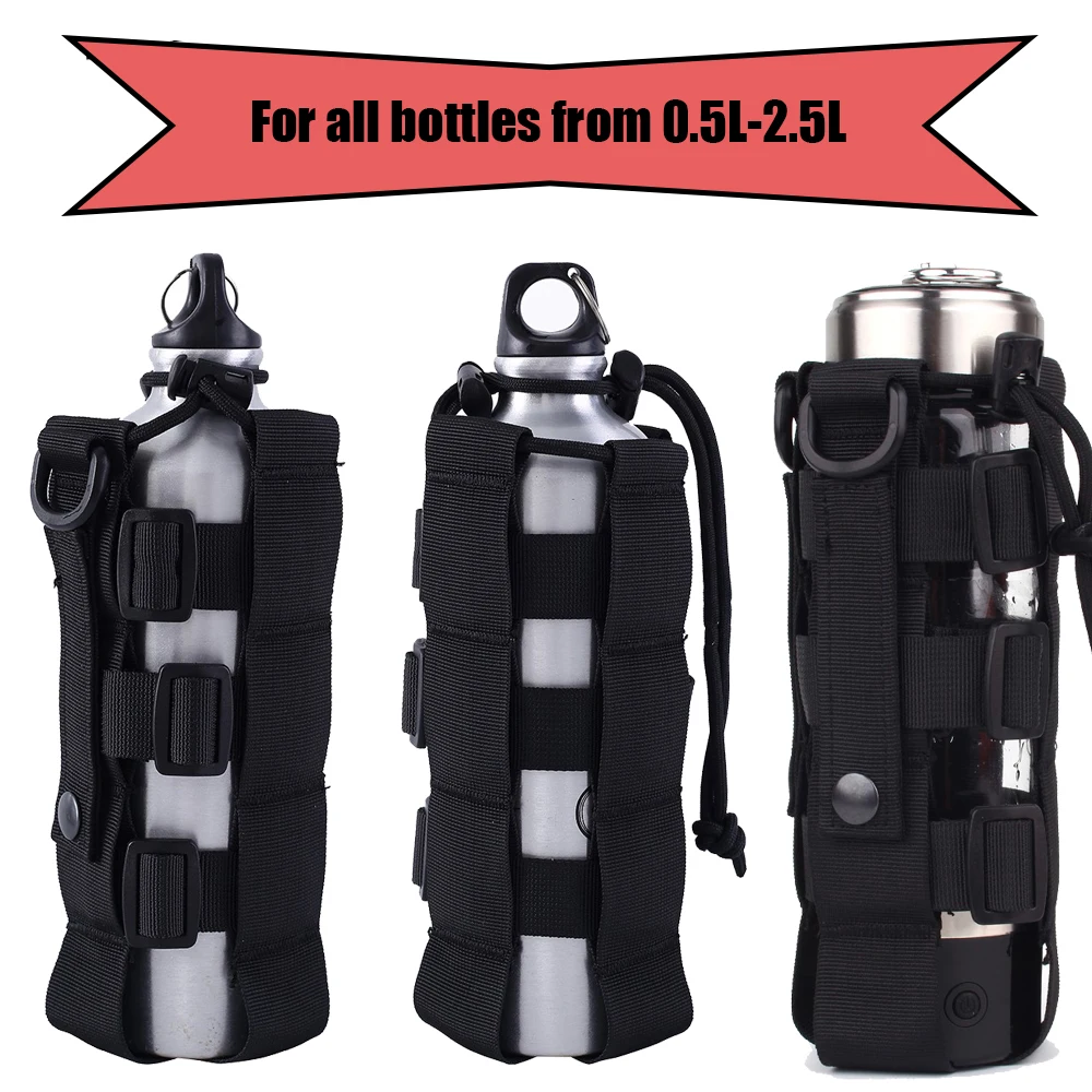 New 0.5L-2.5L Molle Water Bottle Holster Adjustable Military Canteen Cover Pouch Tactical Outdoor Hunting Camping Kettle Bag