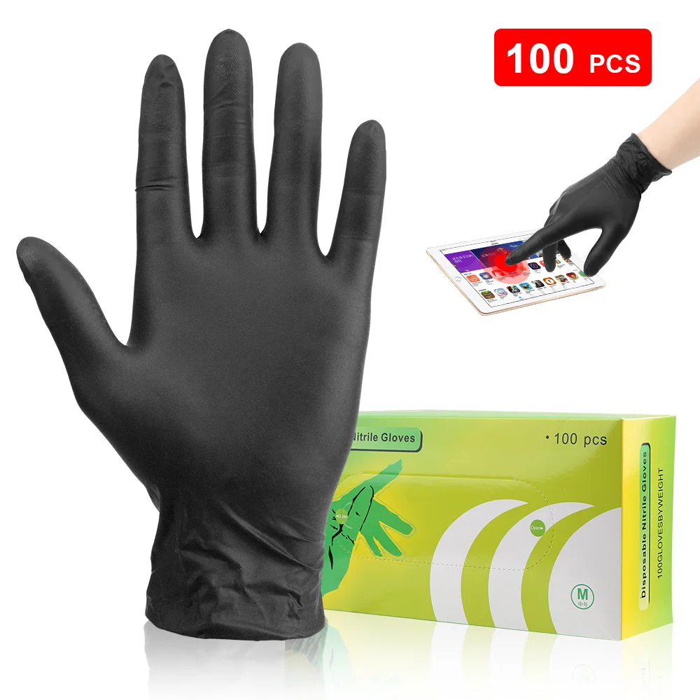 

Thicken Waterproof Non-slip Oil Resistant Disposable Nitrile Gloves 100 Piece/Set Disposable Latex Gloves