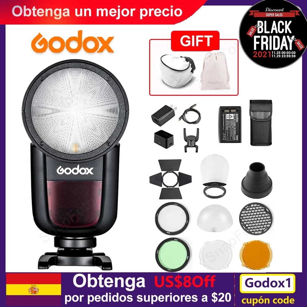 Вспышка Godox V1 V1S/V1N/V1C/V1F TTL Li-Ion с круглой головкой стандартная студийная вспышка для