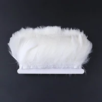 1 meterlot white goose feather trim ribbon 8 10 cm decoration for party wedding clothes sewing jewelry accessory crafts plumes