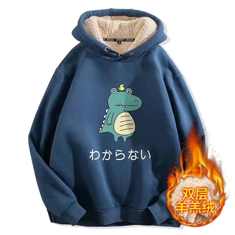 

Winter Thick Hoodies For Women Fashion Printed Fleece Causal Female Big Loose Pullover Women's Tops 5