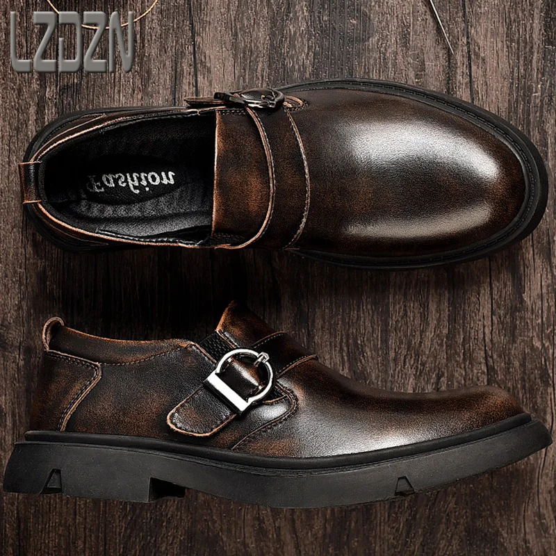 Рабочие летние модные туфли мужская обувь из натуральной кожи с большим носком