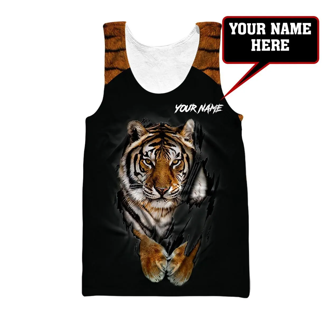 

3D Tattoo Vest White Tiger Over Printed Tank Tops For Men Summer Harajuku Fashion Sleeveless T-shirt streetwear Unisex