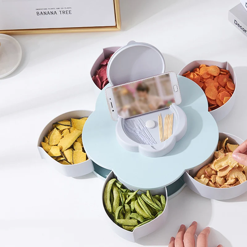 Вращающаяся посуда для закусок еда конфеты из ореха коробка хранения с
