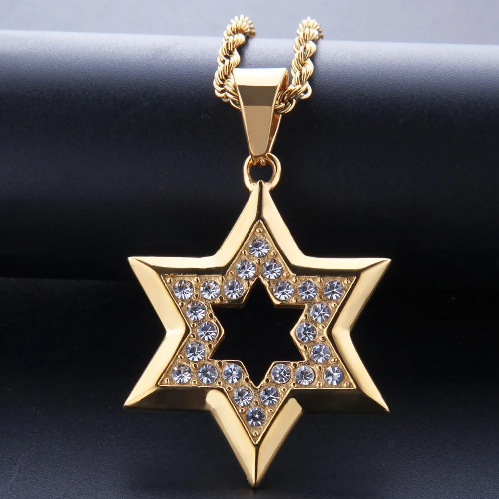 

Stainless Steel Men Hip hop Star of David pendant necklaces Fashion vintage Hexagram pendants Hiphop necklace jewelry gifts