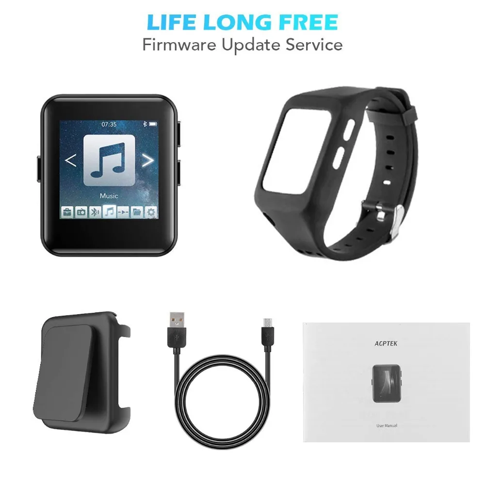 Bluetooth MP3 часы с Сенсорный экран 8/16GB клип MP3 плеер для занятий спортом, будь то Велосипедный спорт или бег Пеший Туризм Поддержка Запись, FM радио