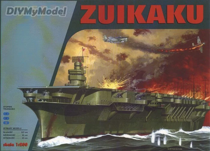 DIYMyModeI IJN Zuikaku Ruihe-portaaviones 1:200, bricolaje, artesanal, papel, modelo, hecho a mano juguete, rompecabezas, regalo, utillaje de pel&iacute;cula-0