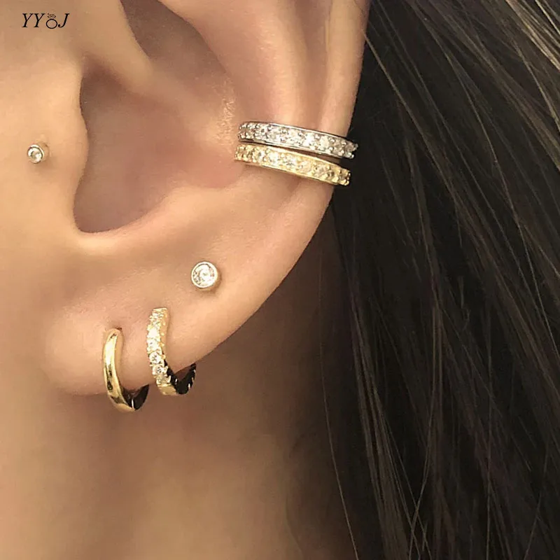 

Diamond ear cuff earrings for women stainless steel earrings without piercing no hole cool stuff emo jewelry for teenage girls