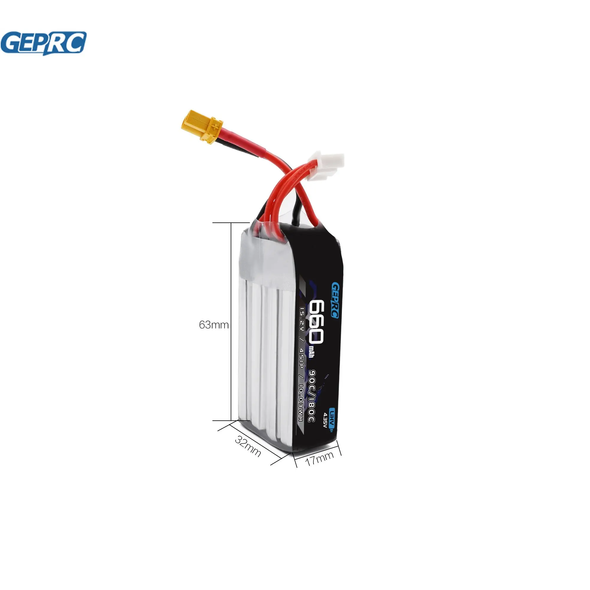 GEPRC-bater&iacute;a LiPo de 660mAh para Dron, pieza de accesorios para cuadric&oacute;ptero, 4S, 90/180C, HV, 3,8 V/4,35 V, compatible con la serie Cinelog-1