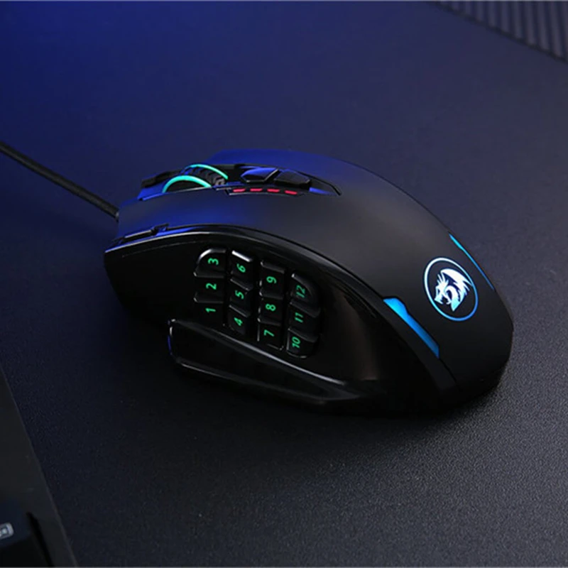 Проводная лазерная игровая мышь Redragon IMPACT M908 12400 DPI с 19 программируемыми кнопками и