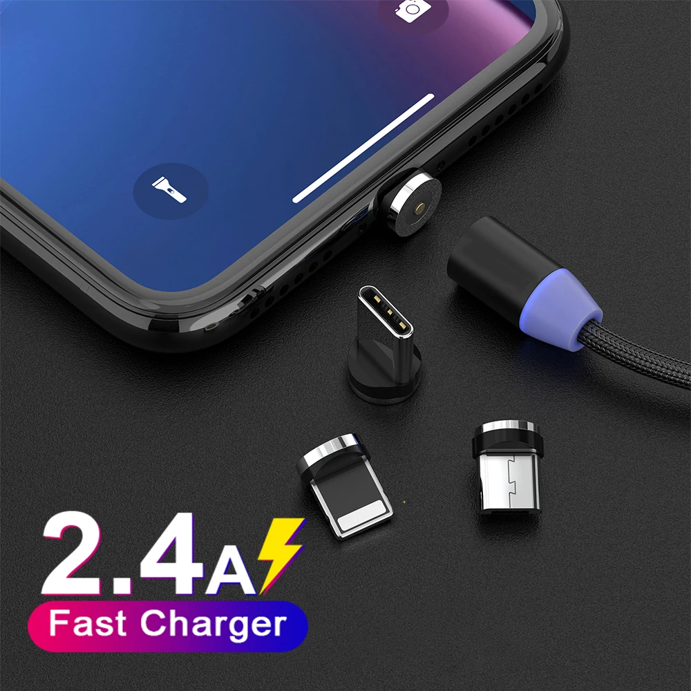 Магнитный кабель Micro USB Type C со светодиодной подсветкой зарядный для телефона iPhone