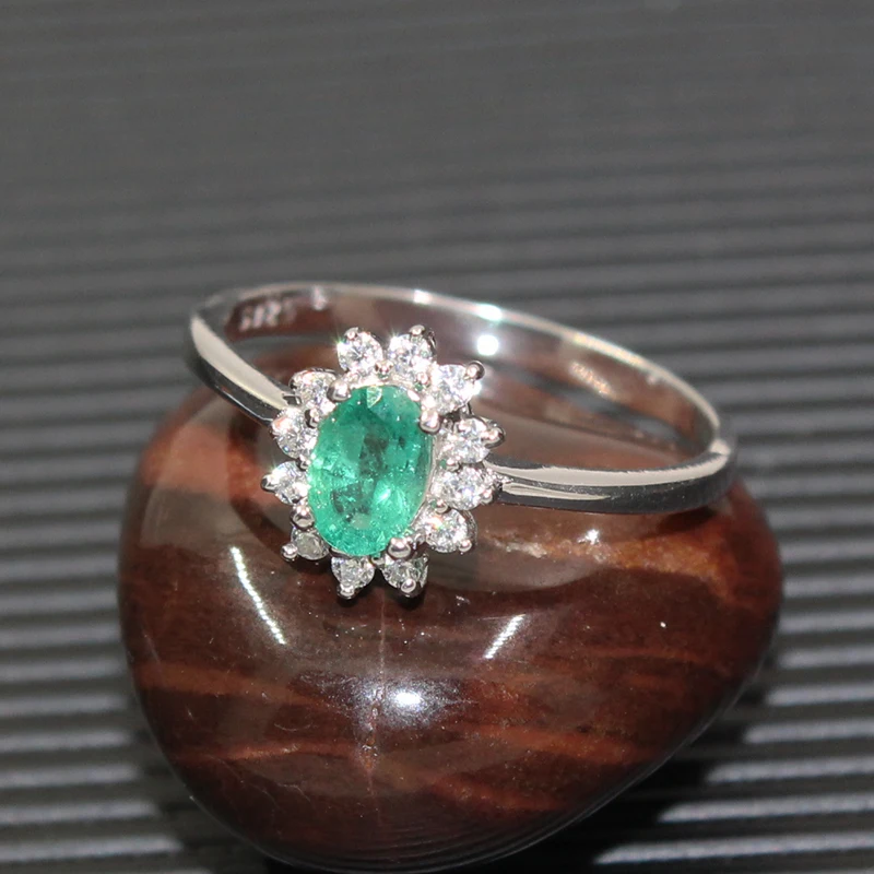 Классический принцессы Дианы обручальное кольцо Природный Изумрудное из