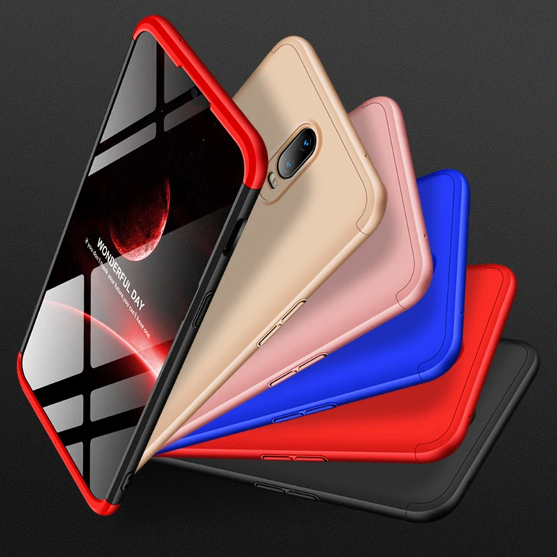 

One Plus 6 6T Case Oneplus6 360 Degree Full Protected Matte Hard Cover Case for Oneplus 6 6T Phone Bags with Glass Film