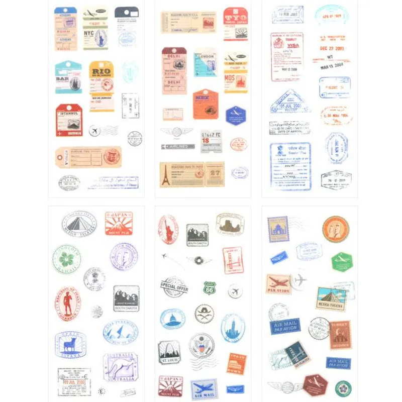 6 ⑤ упак. мультяшная винтажная наклейка с печатью детские игрушки аниме наклейки