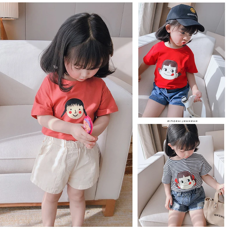2020 детская футболка Летняя одежда унисекс для маленьких девочек модная Милая с