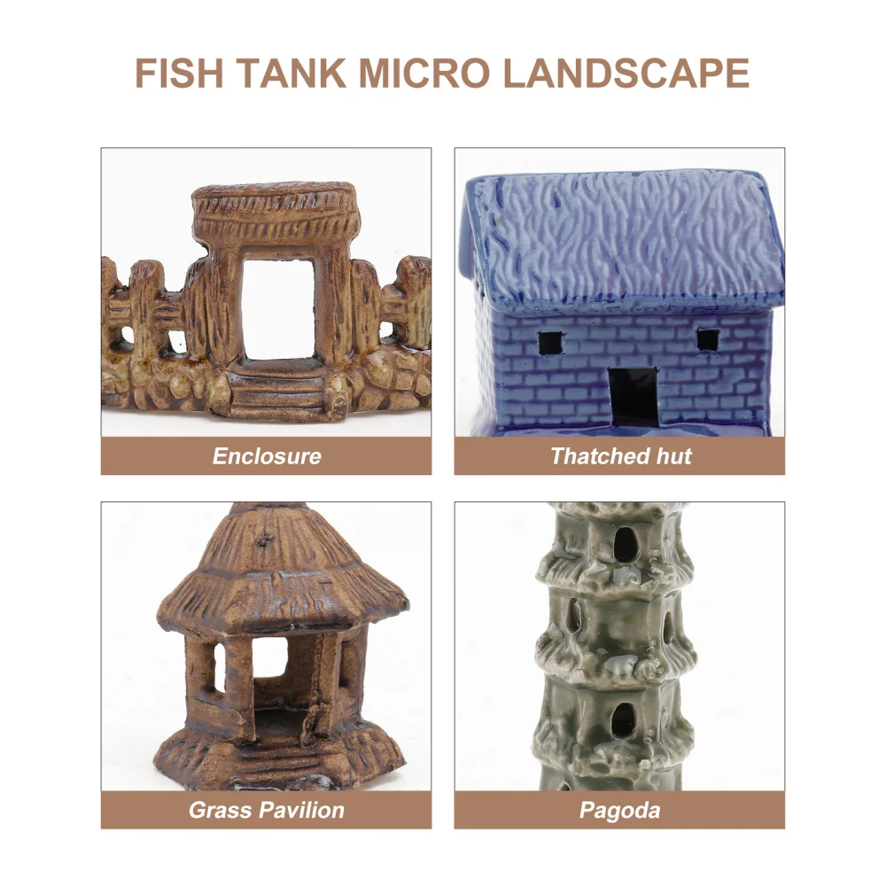 

4Pcs Delicate Fish Tank Adornment Aquarium Landscaping Ornament Random Color