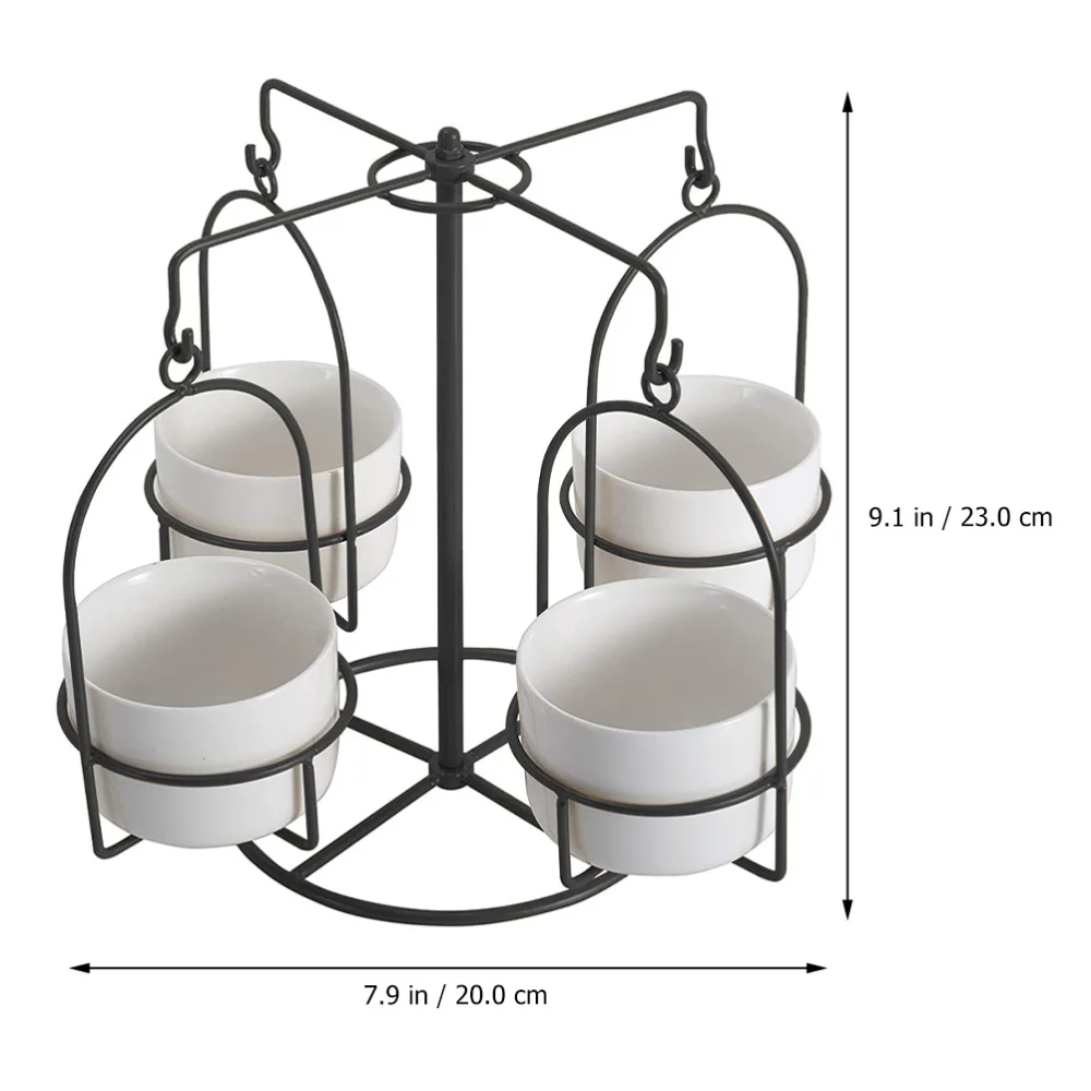 

1 Set Carousel Succulent Pots Decorative Ceramic Flower Planter Plant Iron Stand
