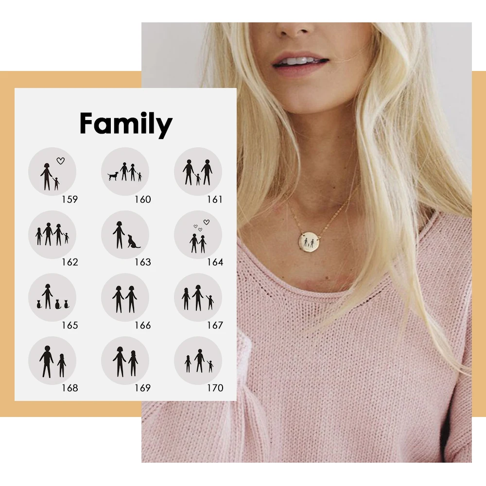 

JUJIE 316L Stainless Steel Engrave Family Series Necklaces For Women 2020 Custom Made Choker Necklace Wholesale/Dropshipping