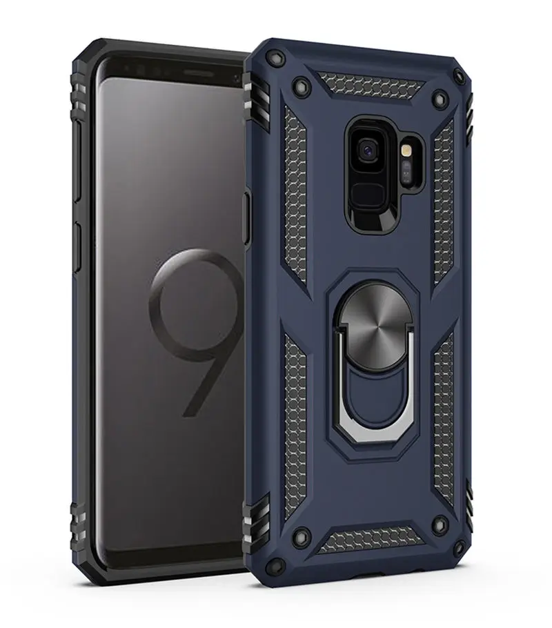 Blue Противоударный чехол для samsung Galaxy S9 S8 S10 Plus Note 9 8 A50 A70 A40 Note8 с подставкой-держателем в виде кольца крышка samsung S9Plus чехол S10Plus - Цвет: Blue