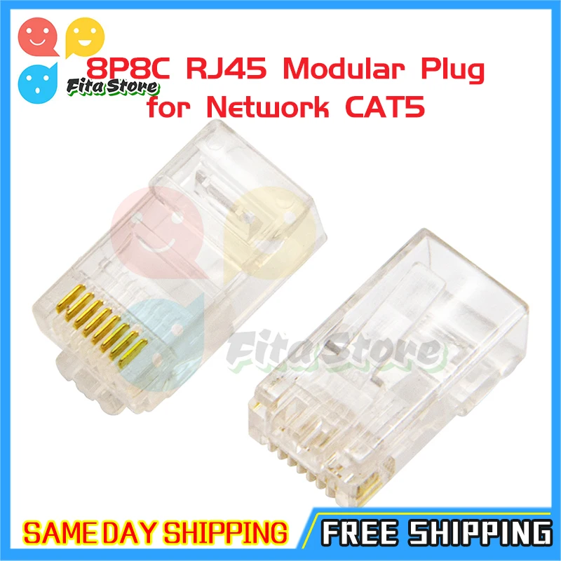50/100 шт. модульный разъем 8P8C RJ45 для сети CAT5 LAN профессиональный и