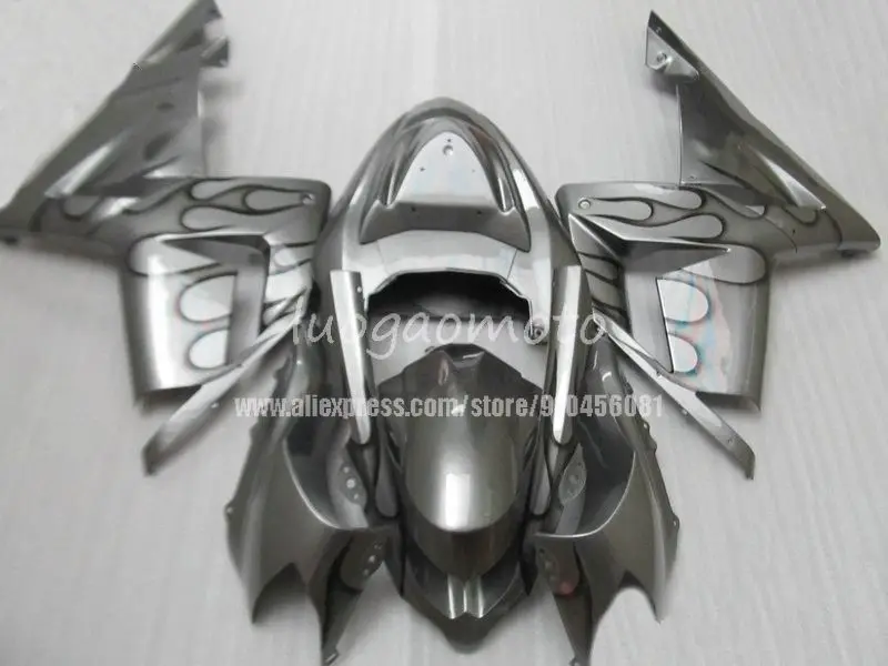 

100% комплект обтекателей для мотоциклов ZX 10R Zx10r 2004 2005 04 05 для всех серебряных обтекателей Kawasaki Ninja, Обтекатели для кузова