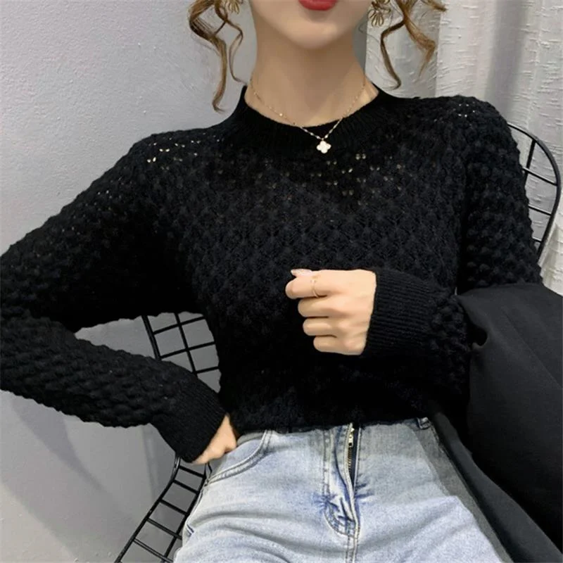 

New Knitted Women Sweater Elegant Sexy Korean Sweaters Ladies Leisure Girl Top Women Harajuku Oversized Woman Sweater Female