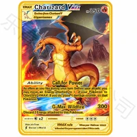 2021 new pokemon gold metal cards game anime pokemon go vmax battle charizard mewtwo collection trading card action child toy