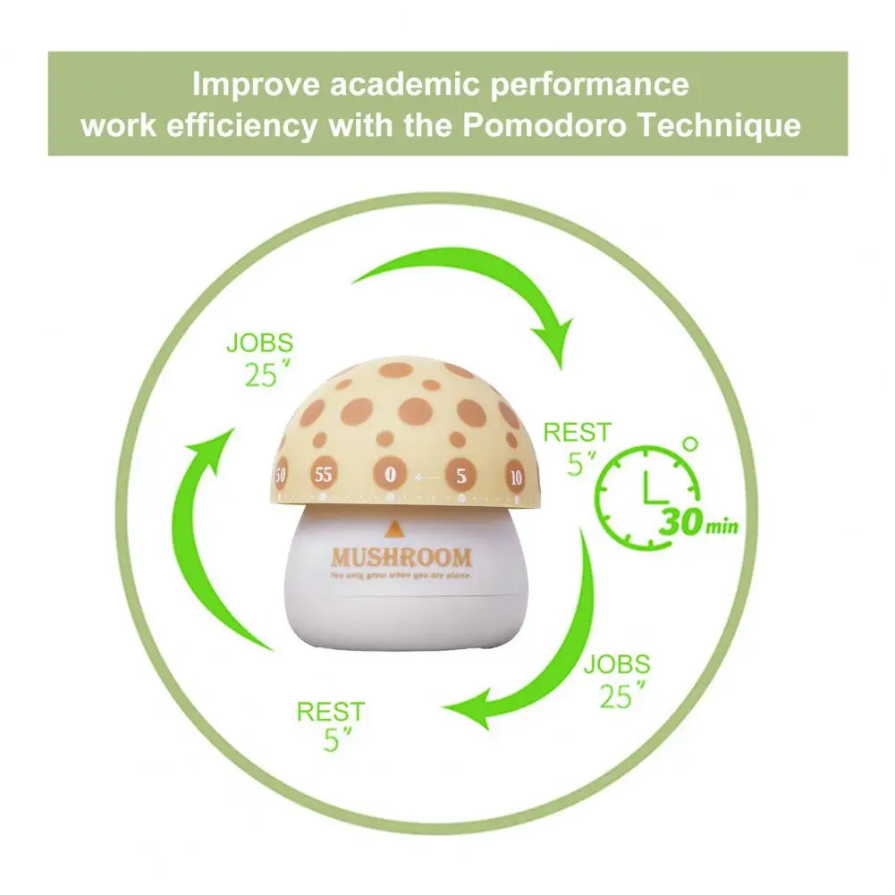 

Kitchen Timer Mushrooms Shape 360 Degree Rotating ABS Mechanical Cooking Timer for Home