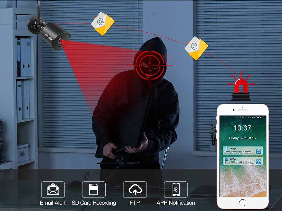 MISECU 1080P Wifi IP камера двухсторонняя аудио Беспроводная пуля наружная домашняя камера безопасности Onvif 2MP SD карта ночного видения приложение iCsee