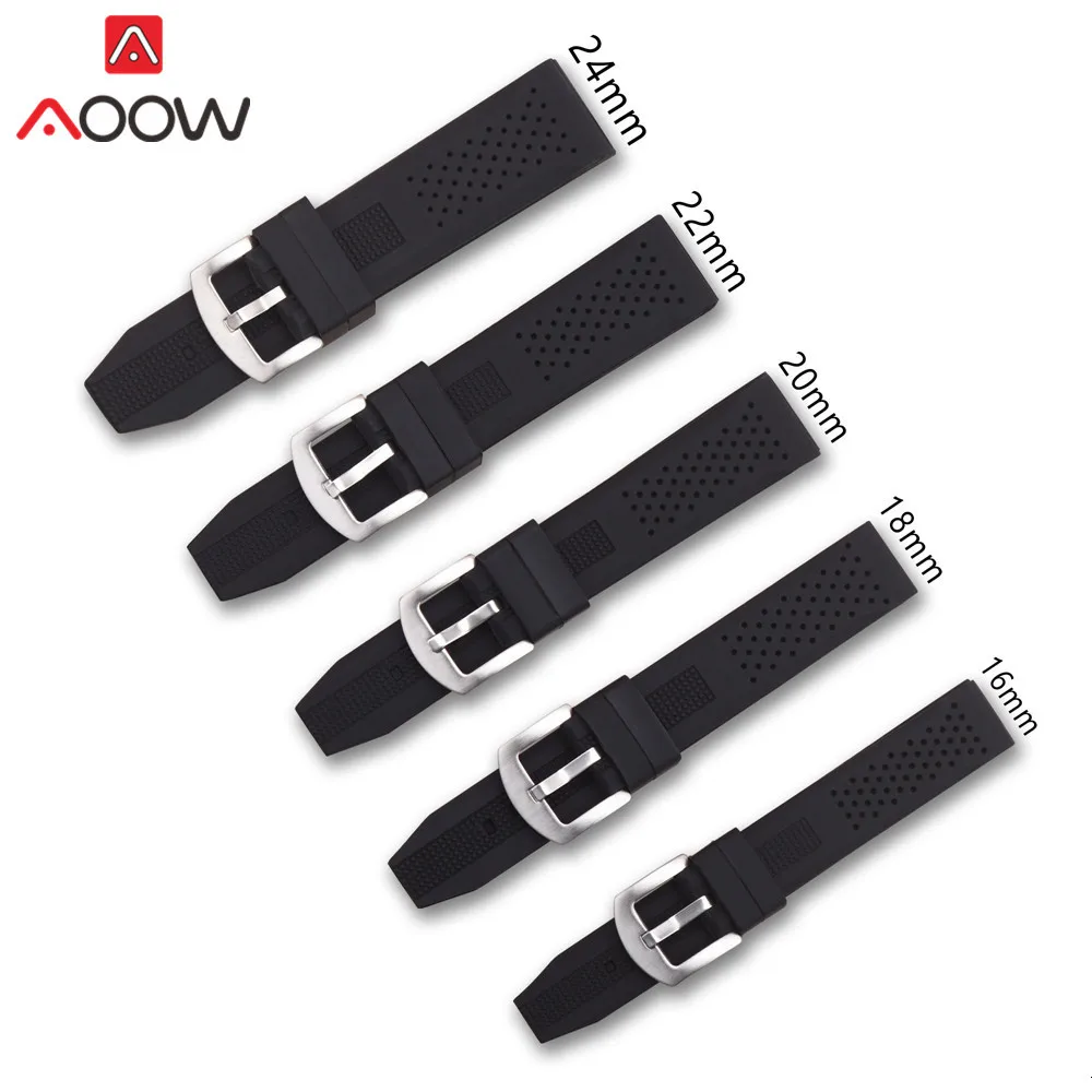 Universal 16mm 18mm 20mm 22mm 24mm Soft Silicone Watchband for Gear S2 S3 Sport Waterproof Strap Bracelet Band Accessories