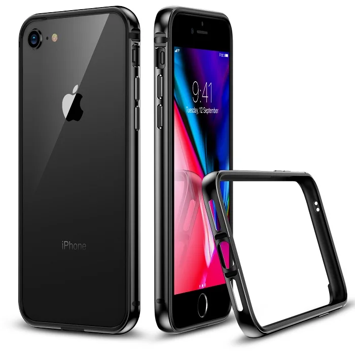 Чехол для iPhone 8/8 плюс, ESR металла рамки ультра тонкий Алюминий сплав Универсальный амортизирующий бампер чехол для iPhone 7/7 Plus - Цвет: Space Grey