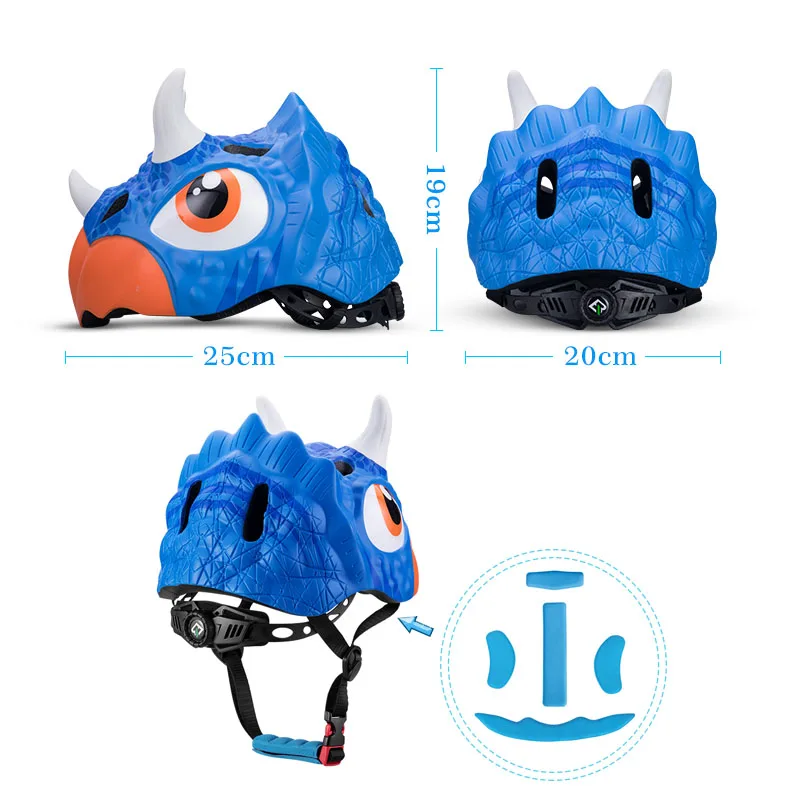Детские велосипедные шлемы ROCKBROS PC + EPS мультяшный Динозавр для езды на велосипеде